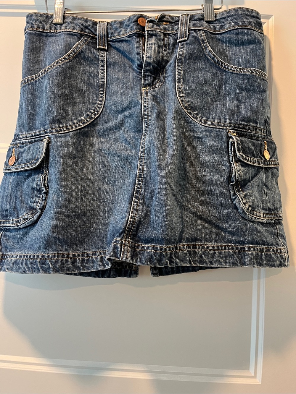 Old Navy Light Blue Denim Skirt with Cargo Pockets